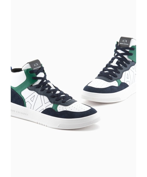 ARMANI EXCHANGE（アルマーニエクスチェンジ）の「【A|X アルマーニ エクスチェンジ】AXロゴ　ハイカットレースアップスニーカー（スニーカー・メンズ・ブラック×ブラック/グリーン/オレンジ・9.5/6.5/9/6/7/7.5/8/8.5/5.5/10.5/10/11/5）」の18枚目の写真
