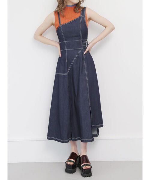 MURUA（ムルーア）の「ワンショルアシメジャンスカ（ワンピース・レディース・アイボリー/ブラック/インディゴブルー・1/2）」の3枚目の写真