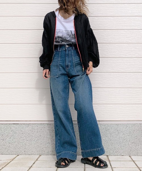 Q(キュー)の「シアーシャインブルゾン(ブルゾン・レディース・アイボリー/ブラック/ライトグリーン・MEDIUM)」の13枚目の写真