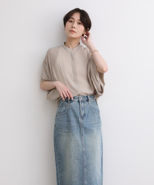 INED CLARO(イネドクラロ)の「バンドカラードルマンブラウス(シャツ/ブラウス・レディース・オフホワイト/ブラウン/ベージュ・フリー)」の13枚目の写真