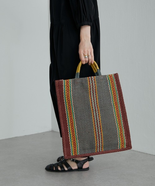 MAISON BENGAL（マイソンベンガル）の「《別注》【MAISON BENGAL（メゾン・ベンガル）】dinajpur Handle Jute Tote Bagジュートハンドルバッグ（トートバッグ・レディース・ベージュ/グレー/ブラック・FREE）」の4枚目の写真