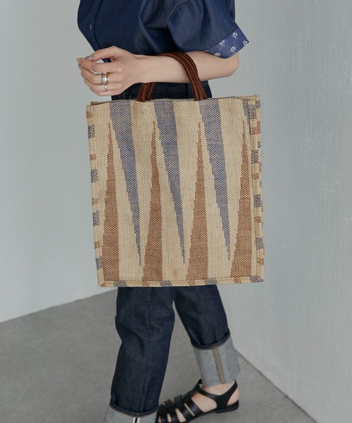 MAISON BENGAL（マイソンベンガル）の「《別注》【MAISON BENGAL（メゾン・ベンガル）】dinajpur Handle Jute Tote Bagジュートハンドルバッグ（トートバッグ・レディース・ベージュ/グレー/ブラック・FREE）」の6枚目の写真