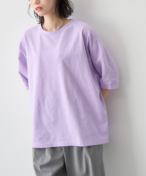 for/c（フォーシー）の「ドルマンスリーブチュニック【サスティナブル】（Tシャツ/カットソー・レディース・ホワイト/ラベンダー・M/L）」の2枚目の写真