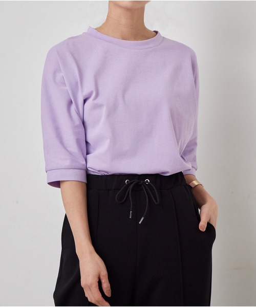 for/c（フォーシー）の「ドルマンスリーブチュニック【サスティナブル】（Tシャツ/カットソー・レディース・ホワイト/ラベンダー・M/L）」の6枚目の写真