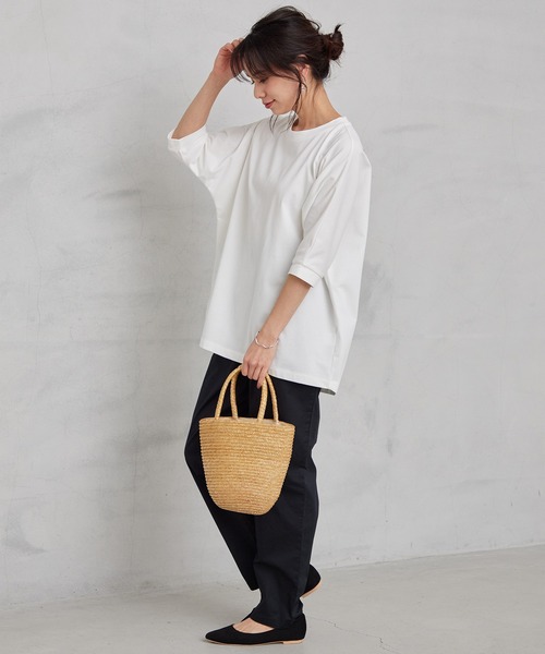 for/c（フォーシー）の「ドルマンスリーブチュニック【サスティナブル】（Tシャツ/カットソー・レディース・ホワイト/ラベンダー・M/L）」の3枚目の写真