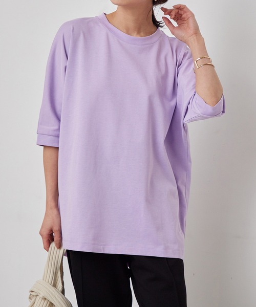 for/c（フォーシー）の「ドルマンスリーブチュニック【サスティナブル】（Tシャツ/カットソー・レディース・ホワイト/ラベンダー・M/L）」の19枚目の写真