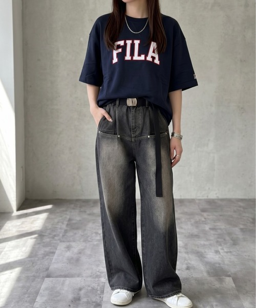 FILA(フィラ)の「FILA /フィラ ミニ裏毛カレッジロゴ入り半トレ(スウェット・メンズ・ブラック/ネイビー/アッシュグレー・LARGE/MEDIUM)」の11枚目の写真