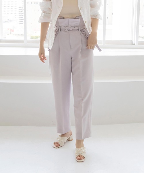 RANDA（ランダ）の「ハイウエストフリルパンツ（スラックス・レディース・ブラック/クリーム/パープル・0/1）」の3枚目の写真