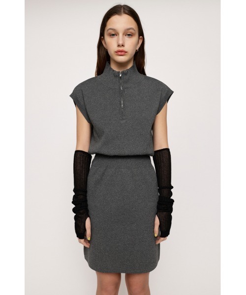 【関税込み】The Attico グレー ハーフジップ ミニワンピース SLY | FRONT ZIP PLEATS ショートワンピース (ワンピース(ミニ
