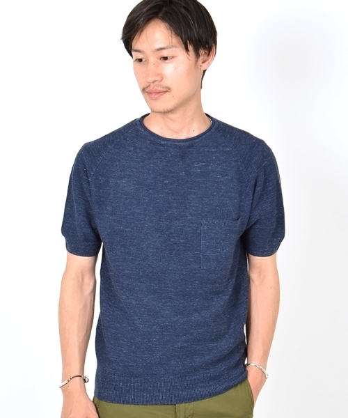 SHIPS（シップス）の「SC: 9ゲージ フランダースリネン ロールネック ニット Tシャツ■（Tシャツ/カットソー・メンズ・ホワイト/ネイビー・X-LARGE/MEDIUM/SMALL/LARGE）」の3枚目の写真