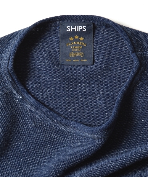 SHIPS（シップス）の「SC: 9ゲージ フランダースリネン ロールネック ニット Tシャツ■（Tシャツ/カットソー・メンズ・ホワイト/ネイビー・X-LARGE/MEDIUM/SMALL/LARGE）」の6枚目の写真