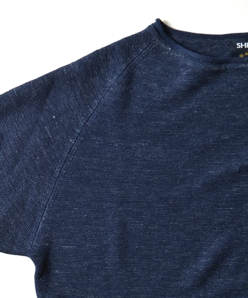 SHIPS（シップス）の「SC: 9ゲージ フランダースリネン ロールネック ニット Tシャツ■（Tシャツ/カットソー・メンズ・ホワイト/ネイビー・X-LARGE/MEDIUM/SMALL/LARGE）」の7枚目の写真