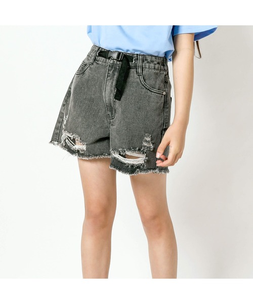 ZIDDY（ジディ）の「ZIDDY/ベルト付きダメージデニムショートパンツ(130~160cm)（デニムパンツ・キッズ・ブラック/ネイビー・130/140/150/160）」の20枚目の写真