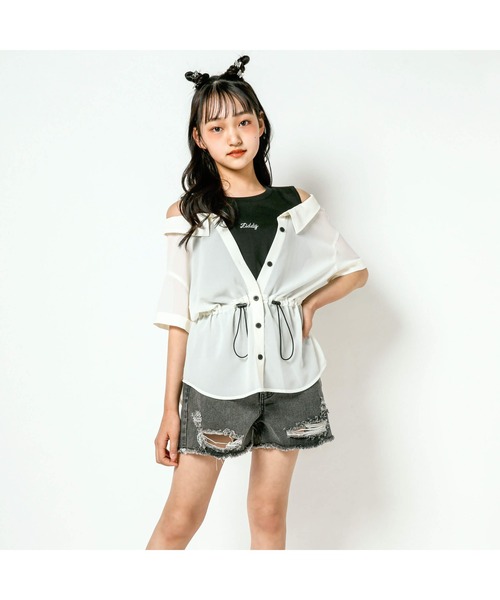 ZIDDY（ジディ）の「ZIDDY/ベルト付きダメージデニムショートパンツ(130~160cm)（デニムパンツ・キッズ・ブラック/ネイビー・130/140/150/160）」の14枚目の写真