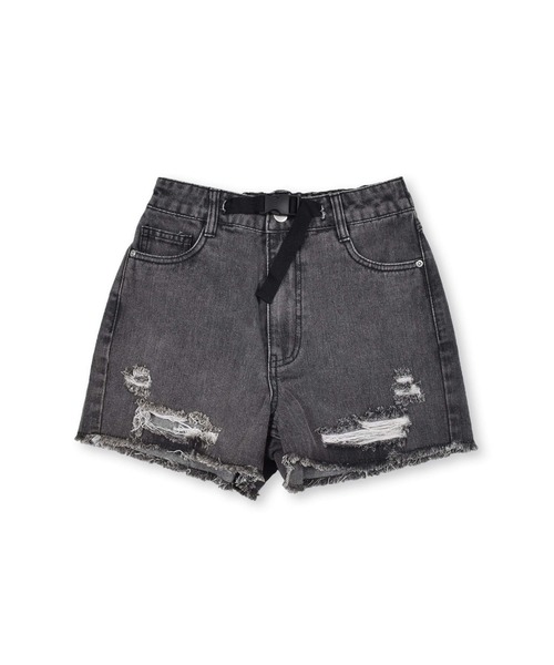 ZIDDY（ジディ）の「ZIDDY/ベルト付きダメージデニムショートパンツ(130~160cm)（デニムパンツ・キッズ・ブラック/ネイビー・130/140/150/160）」の4枚目の写真