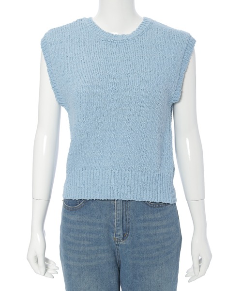 CEDNIE（セドニー）の「天竺編みコットンノースリニット（ニット/セーター・レディース・ブルー系その他5/ベージュ・M）」の22枚目の写真