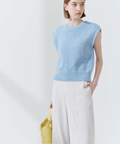 CEDNIE（セドニー）の「天竺編みコットンノースリニット（ニット/セーター・レディース・ブルー系その他5/ベージュ・M）」の7枚目の写真