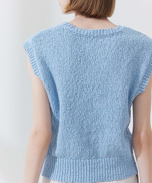 CEDNIE（セドニー）の「天竺編みコットンノースリニット（ニット/セーター・レディース・ブルー系その他5/ベージュ・M）」の6枚目の写真