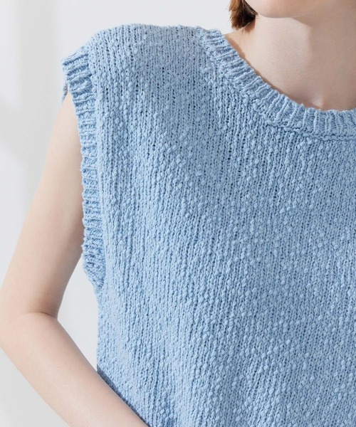 CEDNIE（セドニー）の「天竺編みコットンノースリニット（ニット/セーター・レディース・ブルー系その他5/ベージュ・M）」の5枚目の写真