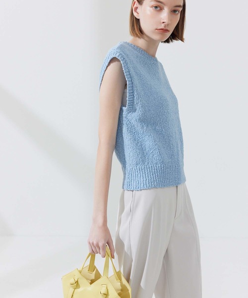 CEDNIE（セドニー）の「天竺編みコットンノースリニット（ニット/セーター・レディース・ブルー系その他5/ベージュ・M）」の9枚目の写真