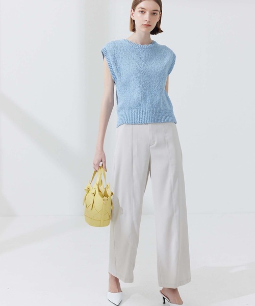 CEDNIE（セドニー）の「天竺編みコットンノースリニット（ニット/セーター・レディース・ブルー系その他5/ベージュ・M）」の11枚目の写真