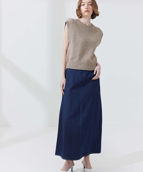 CEDNIE（セドニー）の「天竺編みコットンノースリニット（ニット/セーター・レディース・ブルー系その他5/ベージュ・M）」の16枚目の写真