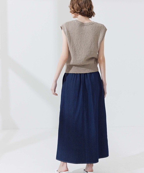 CEDNIE（セドニー）の「天竺編みコットンノースリニット（ニット/セーター・レディース・ブルー系その他5/ベージュ・M）」の17枚目の写真