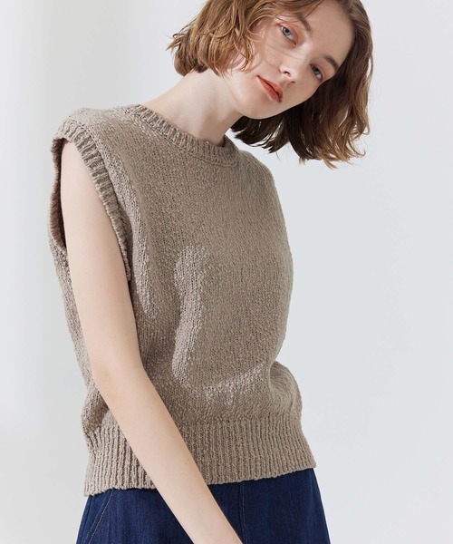 CEDNIE（セドニー）の「天竺編みコットンノースリニット（ニット/セーター・レディース・ブルー系その他5/ベージュ・M）」の12枚目の写真