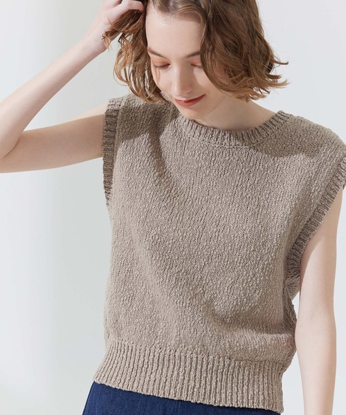 CEDNIE（セドニー）の「天竺編みコットンノースリニット（ニット/セーター・レディース・ブルー系その他5/ベージュ・M）」の13枚目の写真