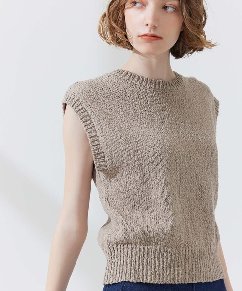 CEDNIE（セドニー）の「天竺編みコットンノースリニット（ニット/セーター・レディース・ブルー系その他5/ベージュ・M）」の14枚目の写真