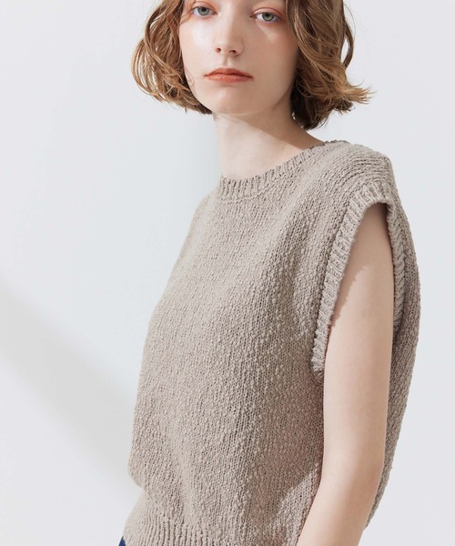 CEDNIE（セドニー）の「天竺編みコットンノースリニット（ニット/セーター・レディース・ブルー系その他5/ベージュ・M）」の15枚目の写真