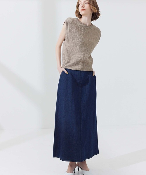 CEDNIE（セドニー）の「天竺編みコットンノースリニット（ニット/セーター・レディース・ブルー系その他5/ベージュ・M）」の18枚目の写真