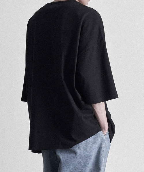 RUUBON(ルーボン)の「【RUUBON】relax henry neck Tee / リラックス ヘンリーネック Tシャツ(Tシャツ/カットソー・メンズ・ブラック/ライトグレー・S/M/L)」の7枚目の写真