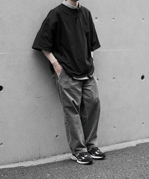 RUUBON(ルーボン)の「【RUUBON】relax henry neck Tee / リラックス ヘンリーネック Tシャツ(Tシャツ/カットソー・メンズ・ブラック/ライトグレー・S/M/L)」の18枚目の写真