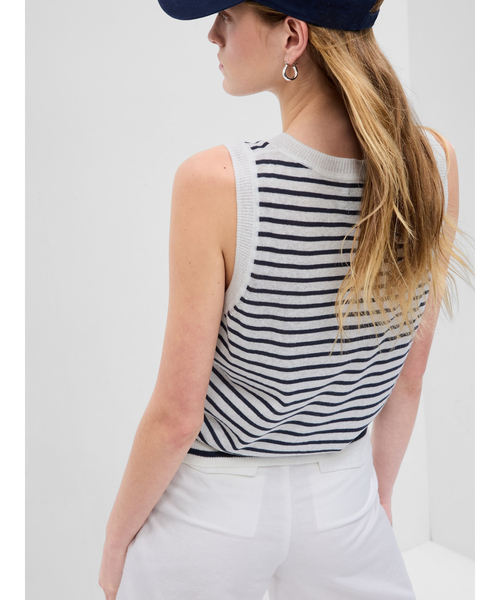 GAP(ギャップ)の「リネン混セーターベスト(ベスト・レディース・ブラック/ベージュ/ホワイト×ネイビー・M/XL/S/XS/L/XXS)」の16枚目の写真