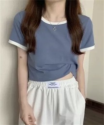 配色ライン半袖Tシャツ