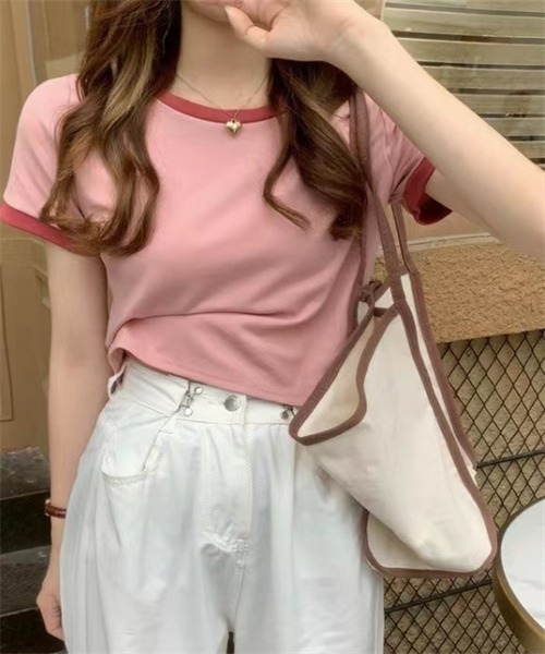 Dream garden(ドリームガーデン)の「配色ライン半袖Tシャツ(Tシャツ/カットソー・レディース・ホワイト/ブラック/ピンク/杢グレー/オフホワイト/ブルー・M/L/XL/XXL)」の15枚目の写真