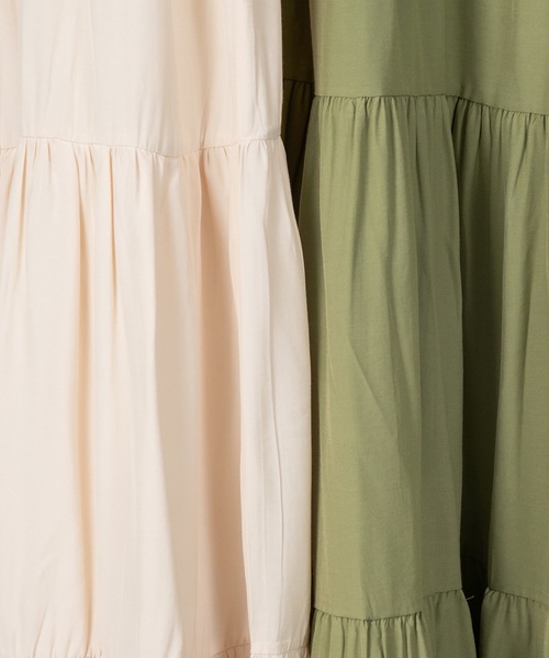 Amiur（エミレ）の「ribbon strap tiered ops（ワンピース・レディース・グリーン/クリーム・FREE）」の8枚目の写真