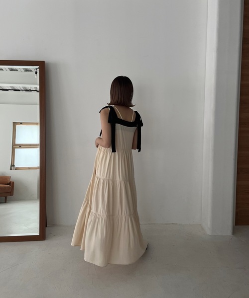 Amiur（エミレ）の「ribbon strap tiered ops（ワンピース・レディース・グリーン/クリーム・FREE）」の14枚目の写真