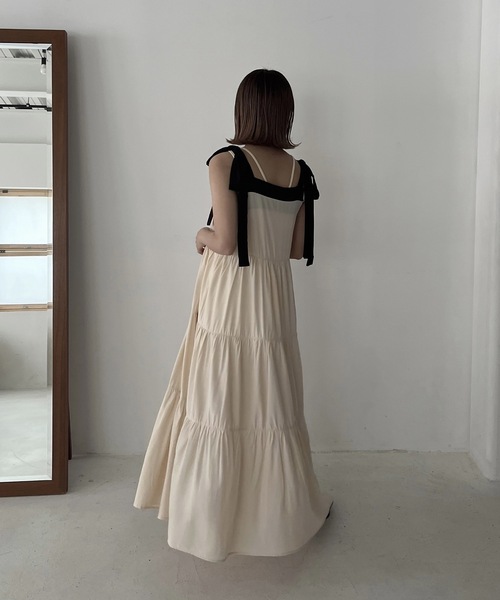 Amiur（エミレ）の「ribbon strap tiered ops（ワンピース・レディース・グリーン/クリーム・FREE）」の20枚目の写真