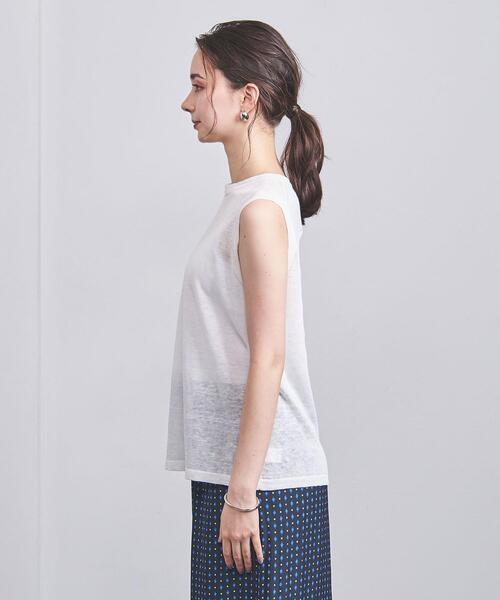 シアークルーネックノースリーブニット