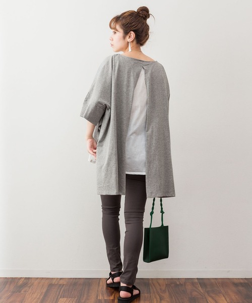 atONE（アットワン）の「atONE 異素材重ね着風プルオーバー（Tシャツ/カットソー・レディース・ブラック/カーキ/ライトブラウン/杢グレー・M-L/4L～5L/LL～3L）」の22枚目の写真
