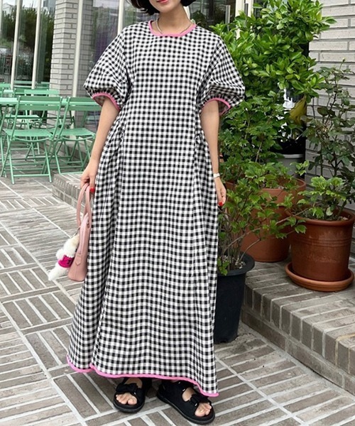 FREE STYLISTS(フリー スタイリスト)の「YUGA_YGMC ギンガムチェック ロングフレアワンピース(ワンピース・レディース・ライトブルー/ブラック・FREE)」の17枚目の写真