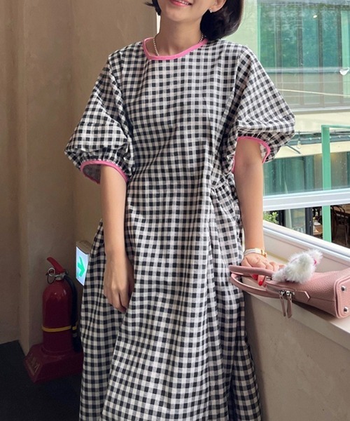 FREE STYLISTS(フリー スタイリスト)の「YUGA_YGMC ギンガムチェック ロングフレアワンピース(ワンピース・レディース・ライトブルー/ブラック・FREE)」の21枚目の写真