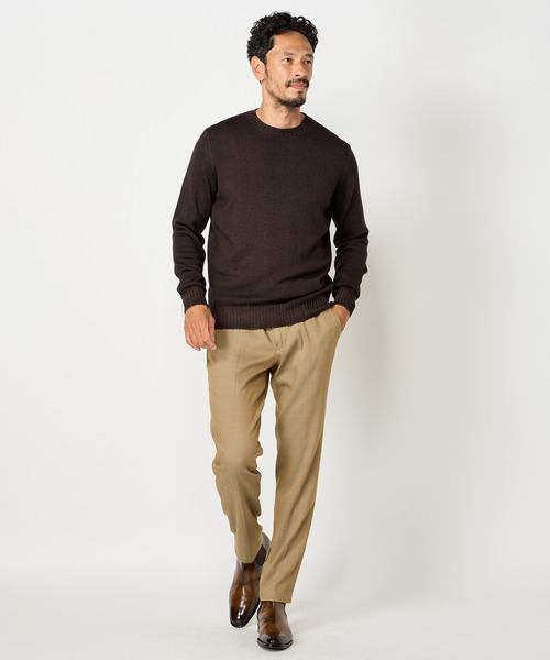 MEN'S BIGI(メンズビギ)の「【FILIPPO DE LAURENTIIS】10Gクルーネックニット(ニット/セーター・メンズ・モスグリーン/モカ/グレー・02/03)」の4枚目の写真