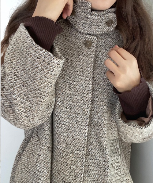 LAUIR（ラウアー）の「ミックススタンドカラー２wayコート（その他アウター・レディース・ブラック/ベージュ/ブラウン・MEDIUM/LARGE）」の8枚目の写真