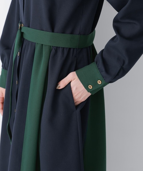 osharewalker（オシャレウォーカー）の「『配色デザインシャツワンピース』（シャツワンピース・レディース・ネイビー/チャコール・2/1）」の14枚目の写真