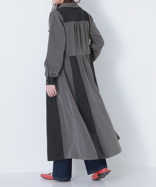 osharewalker（オシャレウォーカー）の「『配色デザインシャツワンピース』（シャツワンピース・レディース・ネイビー/チャコール・2/1）」の16枚目の写真