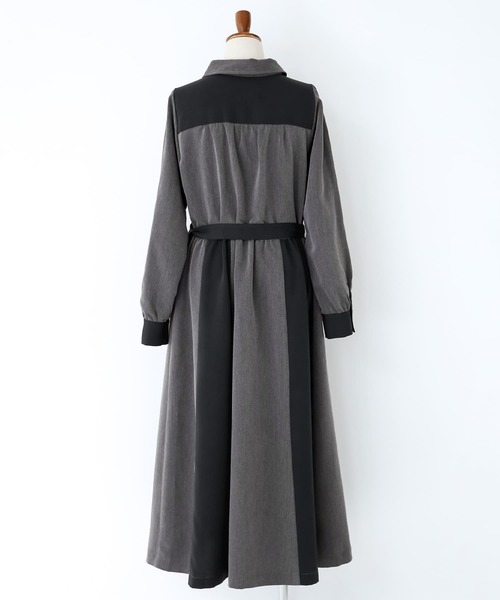 osharewalker（オシャレウォーカー）の「『配色デザインシャツワンピース』（シャツワンピース・レディース・ネイビー/チャコール・2/1）」の21枚目の写真