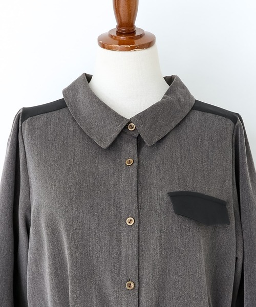 osharewalker（オシャレウォーカー）の「『配色デザインシャツワンピース』（シャツワンピース・レディース・ネイビー/チャコール・2/1）」の22枚目の写真